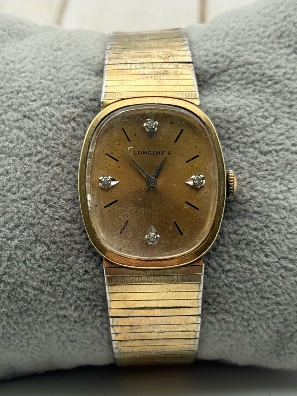 Longines Gold-Tone Watch with Champagne Dial and Diamond Markers